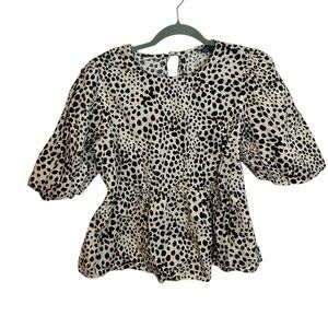 Nobody’s Child Bernie Leopard Print Puff Sleeve Blouse